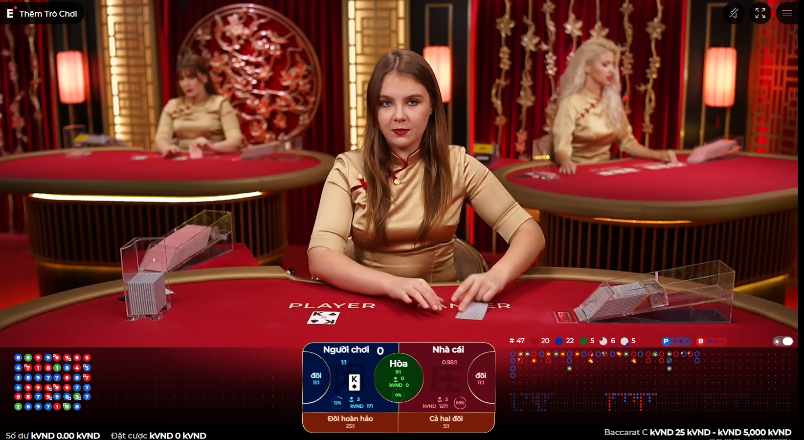 sảnh baccarat live trực tiếp với dearl xinh đẹp