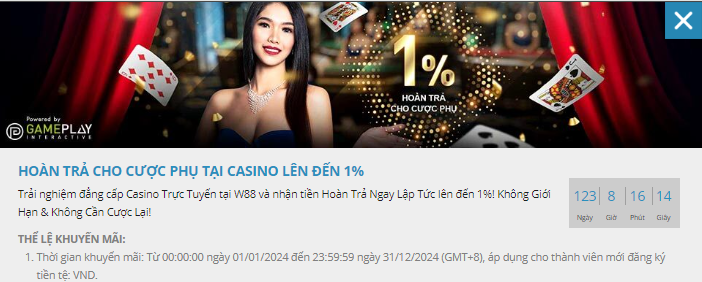 Khuyến mãi W88 hoàn trả ngày sẽ chênh lệch khác nhau tùy vào cấp bậc