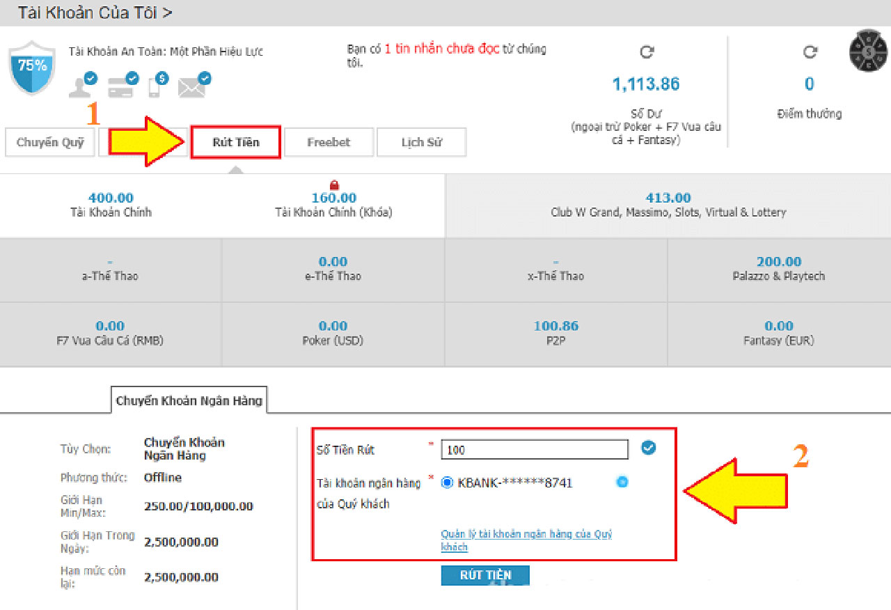 Hoàn tất cách rút tiền tại nhà cái w88