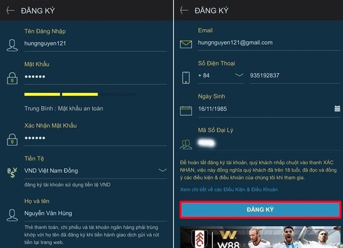 quy trình đăng ký w88